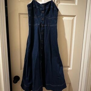 Universal Thread Dark Blue Button-Down Denim Dress